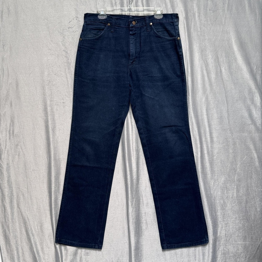 Wrangler Jeans Mens 34x31 Blue Denim Straight Leg Zip Fly Classic Western Fit